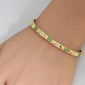 <span style="color:purple">SPECIAL!</span>1.10ct G SI 14K Yellow Gold Diamond & Emerald Gemstone Spike Studded Bangle Bracelet