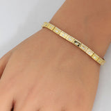 1.01ct G SI 14K Yellow Gold Round & Baguette Diamond Bracelet 7" Long