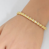 .96ct G SI 14K Yellow Gold Round Diamond Modern Trendy Bracelet 7" Long