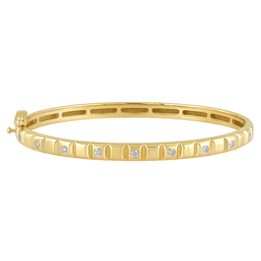 .24ct G SI 14K Yellow Gold Round Diamond Bangle Bracelet