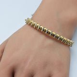 .75ct G SI 14K Yellow Gold Round Diamond Bangle Bracelet