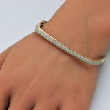 .99ct G SI 14K Yellow Gold Round Diamond Square Bangle Bracelet