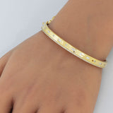 .70ct G SI 14K Yellow Gold Round & Baguette Diamond Bangle Bracelet