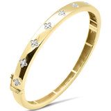 .23ct G SI 14K Yellow Gold  Round Diamond Clover Style Bangle Bracelet
