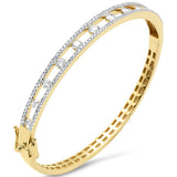 1.73ct G SI 14K Yellow Gold Round Diamond Modern Style Bangle Bracelet