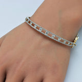 1.73ct G SI 14K Yellow Gold Round Diamond Modern Style Bangle Bracelet
