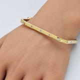 .47ct G SI 14K Yellow Gold Round Diamond Square Modern Bangle Bracelet