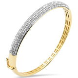 1.97ct G SI 14K Yellow Gold Round Diamond Dome Bangle Bracelet