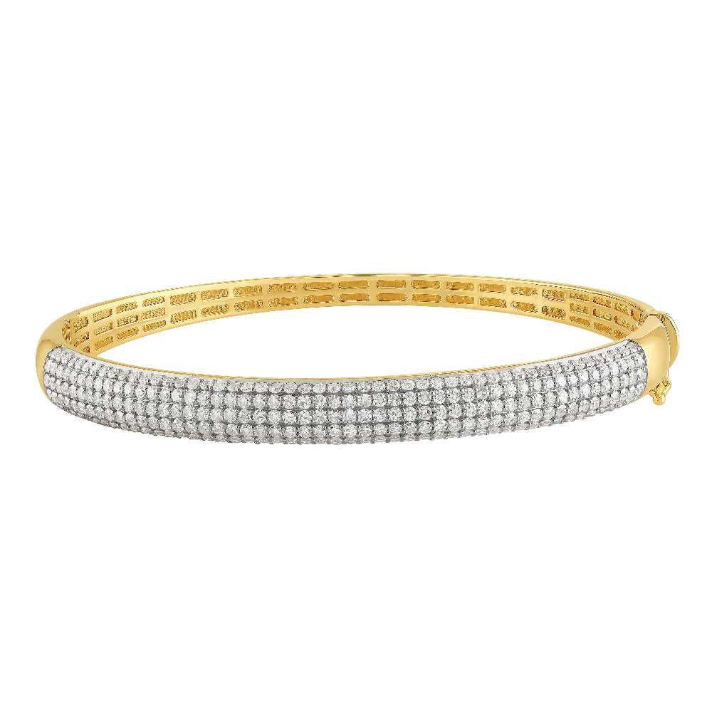 1.97ct G SI 14K Yellow Gold Round Diamond Dome Bangle Bracelet