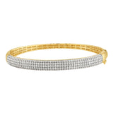 1.97ct G SI 14K Yellow Gold Round Diamond Dome Bangle Bracelet