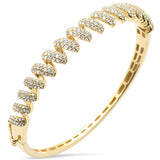 1.72ct G SI 14K Yellow Gold Round Diamond Spiral Design Bangle Bracelet