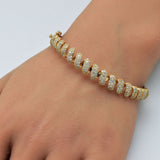 1.72ct G SI 14K Yellow Gold Round Diamond Spiral Design Bangle Bracelet