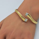 .24ct G SI 14K Yellow Gold Round Diamond Open Bangle Bracelet