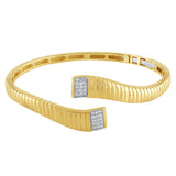 .24ct G SI 14K Yellow Gold Round Diamond Open Bangle Bracelet