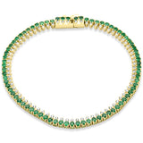 2.93ct G SI 14K Yellow Gold Diamond & Emerald Gemstone Elegant Tennis Bracelet 7" Long
