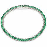 3.05ct G SI 14K White Gold Diamond & Emerald Gemstone Elegant Tennis Bracelet 7" Long