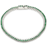 3.05ct G SI 14K White Gold Diamond & Emerald Gemstone Elegant Tennis Bracelet 7" Long