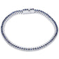 <span style="color:purple">SPECIAL!</span>4.11ct G SI 14K White Gold Diamond & Blue Sapphire Gemstone Elegant Tennis Bracelet 7" Long