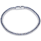 3.88ct G SI 14K White Gold Diamond & Blue Sapphire Gemstone Elegant Tennis Bracelet 7" Long