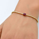 1.53ct G SI 14K Yellow Gold Diamond & Ruby Gemstone Tennis Bracelet 7" Long