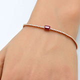 1.72 G SI 14K Rose Gold Diamond & Ruby Gemstone Tennis Bracelet 7" Long