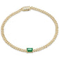<span style="color:purple">SPECIAL!</span>1.30ct G SI 14K Yellow Gold Diamond & Emerald Gemstone Cuban Bracelet 7" Long