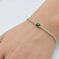 <span style="color:purple">SPECIAL!</span>1.30ct G SI 14K Yellow Gold Diamond & Emerald Gemstone Cuban Bracelet 7" Long
