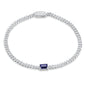 <span style="color:purple">SPECIAL!</span>1.33ct G SI 14K White Gold Diamond & Blue Sapphire Gemstone Cuban Bracelet 7" Long