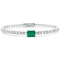 <span style="color:purple">SPECIAL!</span>4.76ct G SI 14K White Gold Diamond & Emerald Bangle Bracelet