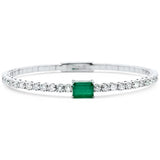 4.76ct G SI 14K White Gold Diamond & Emerald Bangle Bracelet