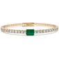 <span style="color:purple">SPECIAL!</span>5.14ct G SI 14K Yellow Gold Diamond & Emerald Bangle Bracelet