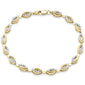 <span style="color:purple">SPECIAL!</span>.50ct G SI 14K Yellow Gold Diamond Evil Eye Style Link Bracelet 7" Long