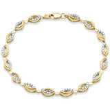 .50ct G SI 14K Yellow Gold Diamond Evil Eye Style Link Bracelet 7" Long