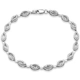 .50ct G SI 14K White Gold Diamond Evil Eye Style Link Bracelet 7" Long