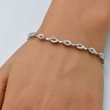 .50ct G SI 14K White Gold Diamond Evil Eye Style Link Bracelet 7" Long