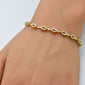<span style="color:purple">SPECIAL!</span>.50ct G SI 14K Yellow Gold Diamond Evil Eye Style Link Bracelet 7" Long