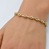 .50ct G SI 14K Yellow Gold Diamond Evil Eye Style Link Bracelet 7" Long
