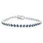 <span style="color:purple">SPECIAL!</span>5.15ct G SI 14K White Gold Blue Sapphire Gemstone Tennis Bracelet 7" Long