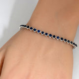 5.15ct G SI 14K White Gold Blue Sapphire Gemstone Tennis Bracelet 7" Long