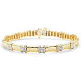 1.02ct G SI 14K Yellow Gold Round Diamond Trendy Style Bracelet 7" Long