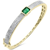 2.94ct G SI 14KT Yellow Gold Diamonds & Gemstones Bangle Bracelet 56mm