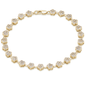 <span style="color:purple">SPECIAL!</span>2.00ct G SI 14KT Yellow Gold Diamond Flower Bracelet 7" Long