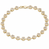 2.00ct G SI 14KT Yellow Gold Diamond Flower Bracelet 7" Long