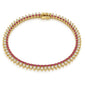 3.99ct G SI 14K Yellow Gold Diamond & Ruby Gemstone Tennis Bracelet 7" Long
