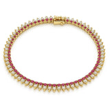 3.81ct G SI 14K Yellow Gold Diamond & Ruby Gemstone Tennis Bracelet 7" Long