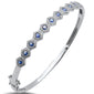 <span style="color:purple">SPECIAL!</span>2.16ct G SI 14K White Gold Octagon Shaped Diamond & Blue Sapphire Gemstone Bangle Bracelet