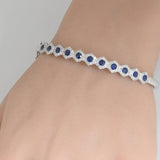 2.16ct G SI 14K White Gold Octagon Shape Diamond & Blue Sapphire Gemstone Bangle Bracelet