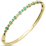 .91ct G SI 14K Yellow Gold Octagon Emerald Gemstone Bangle Bracelet