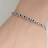 1.21ct G SI 14K White Gold Octagon Shape Blue Sapphire Gemstone Bangle Bracelet