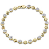 1.50ct G SI 14K Yellow Gold Diamond Flower Bracelet 7" Long
